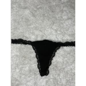 Victoria’s Secret PINK Black Lace V-String Thong XS NWT 03/10